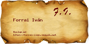 Forrai Iván névjegykártya